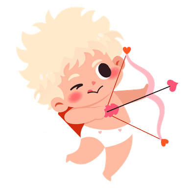 Winking Cupid sharing a secret